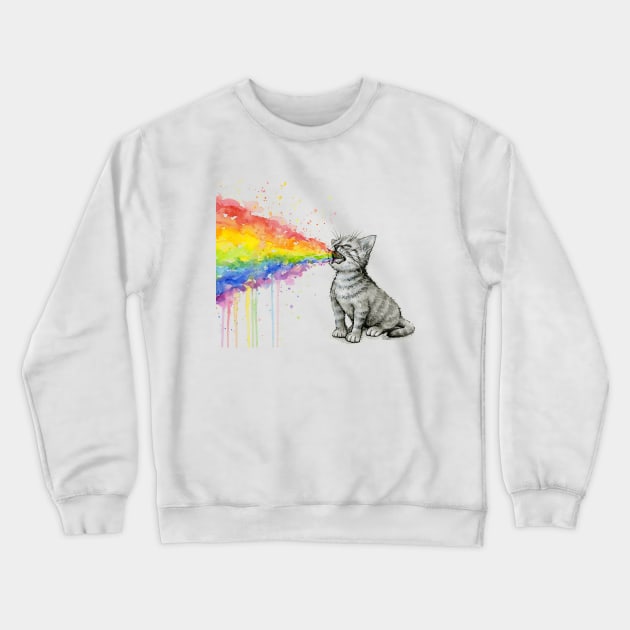 Kitten Puking Rainbow Crewneck Sweatshirt by Olechka